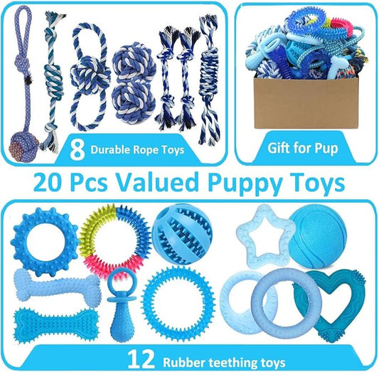 Beiker 20 Pack Puppy Chew Toys, Dog Teething Toys for Puppies Small Dogs