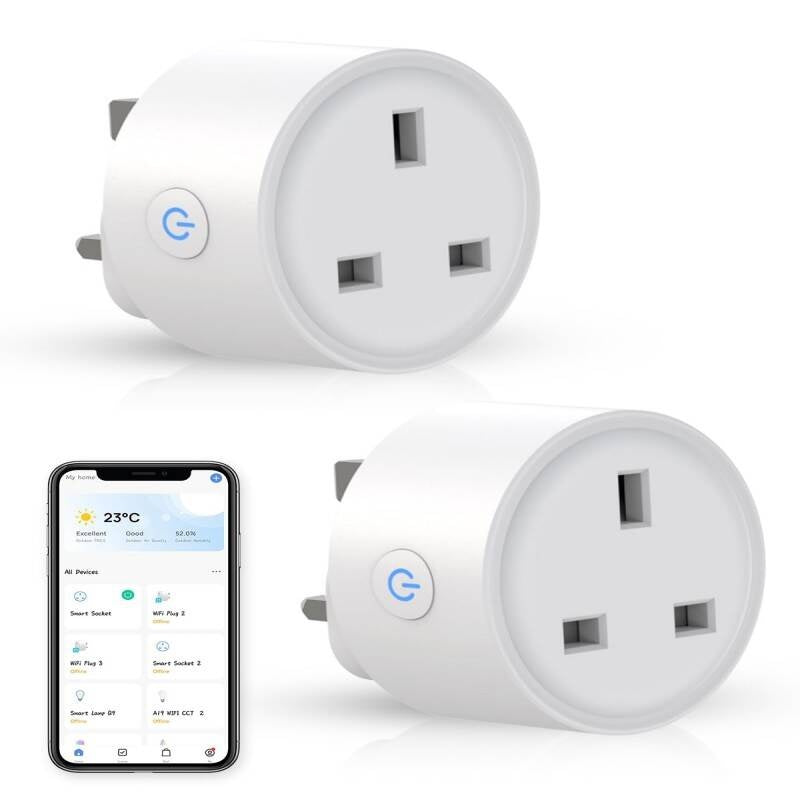 Smart Plug 2 Pack, WiFi Alexa Plug, Voice Control & Timer Plug Scheduling, Energy Monitoring Smart Plugs That Work With Alexa, Smart Plugs With Group Control & Plug Timer, No Hub Required