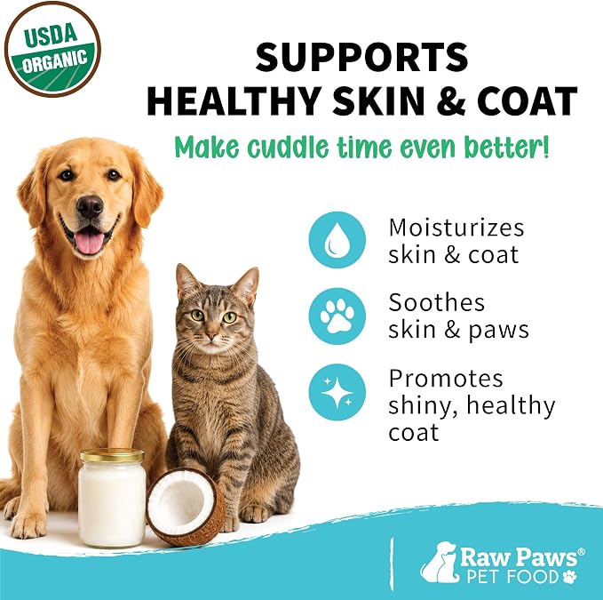 Raw Paws Virgin Organic Coconut Oil for Dogs & Cats (4-oz) - Skin & Coat