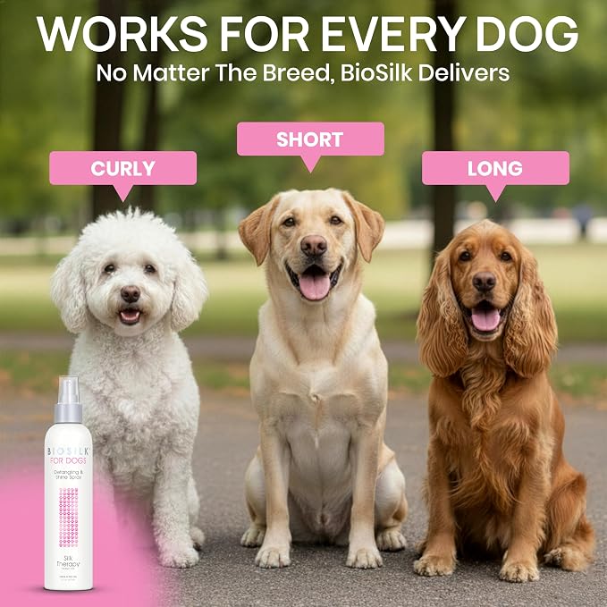 BioSilk for Dogs Silk Therapy Detangling and Shine Spray, 8 Fl Oz