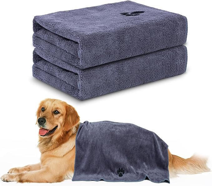 2 Pack Microfiber Dog Towels for Drying Dogs, Super Absorbent and Soft