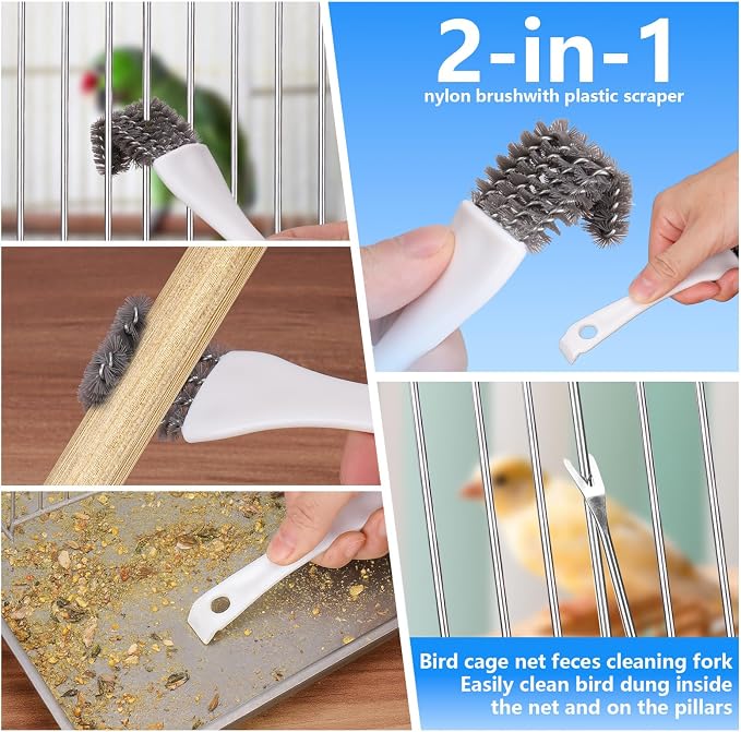 XANGNIER Bird Cage Cleaner Brush Kit Accessories,4 Pcs
