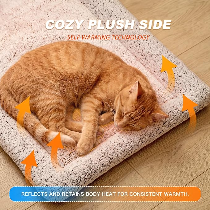 Self Warming Cat Bed, Reversible Cooling Mat for Cats, Gray, 24 x 36 Inches