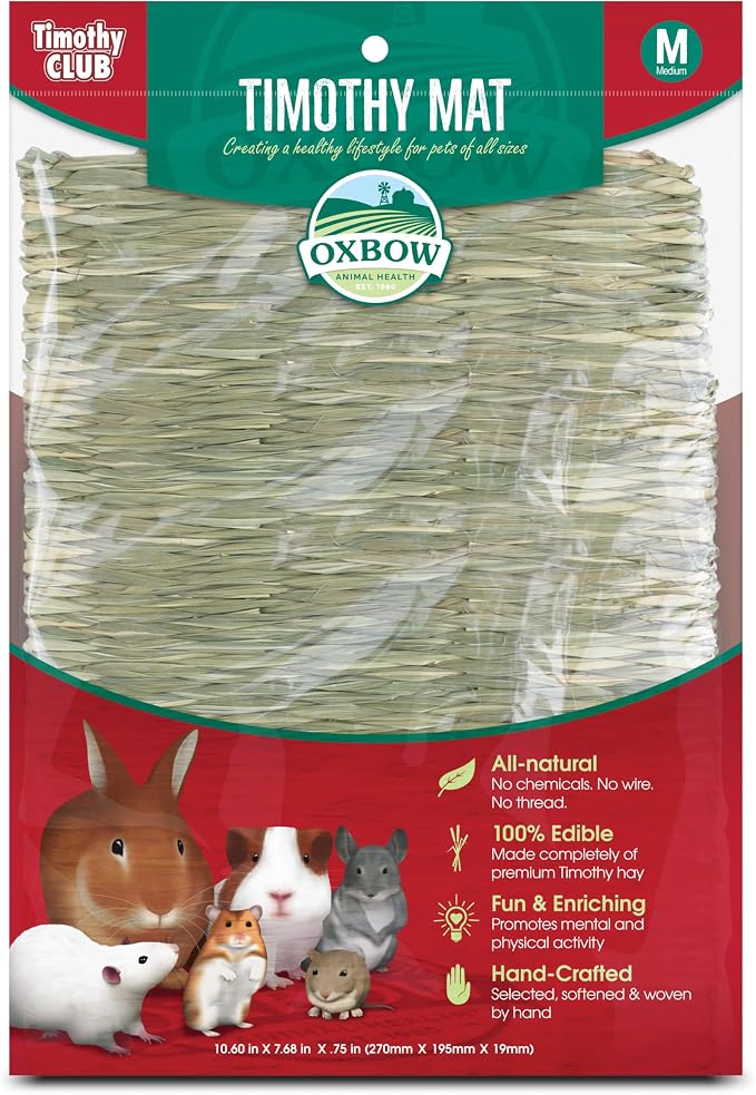 Oxbow Timothy Hay Mat, Edible Rabbit & Guinea Pig Chew Mat, Medium