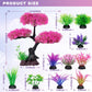 Ameliade Pink Artificial Plastic Tree Aquarium Plants Decor Set, 11PCS