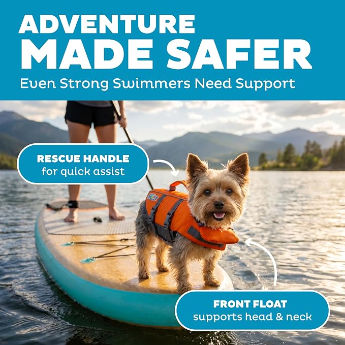 Outward Hound Granby Splash Dog Life Jacket, Life Vest, Orange, X-Small