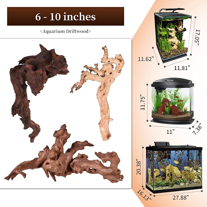 majoywoo Natural Driftwood for Aquarium Decor Fish Tank Decor Reptile Decor