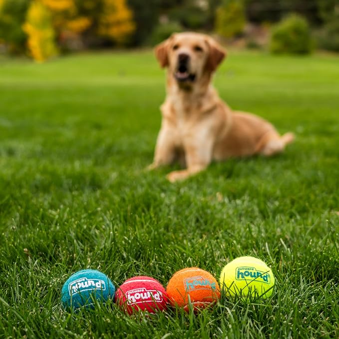 Outward Hound Squeaker Ballz Tennis Ball Dog Toy, Medium, 2.5", 4‑Pack