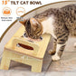 Bamboo Elevated Cat Bowls, 3 Stainless Steel Raised Cat Bowl with Stand, 15°Tilted Cat Feeding Station, Cat Food and Water Bowl Set for Small Cats, Anti Vomitting, Whisker Fatigue (Natural)