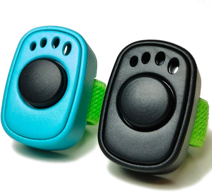 Pet Clicker for Dogs/Cats/Horses/Birds or Other Animals - Mini Finger Clickers for Training (Black + Blue)