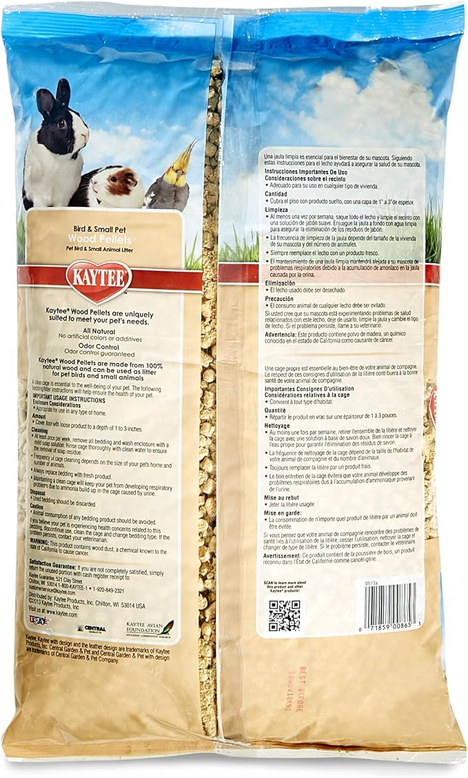 Kaytee Wood Pellets Pet Bird & Small Animal Litter, 8 lb Bag