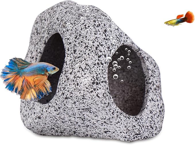 Ameliade Betta Fish Tank Rock Cave Decor Aquarium Accessories, Medium