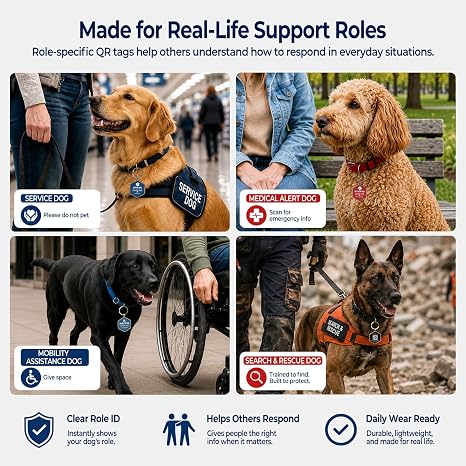 QR Dog Tag for Search and Rescue Dog, Pet ID Tag