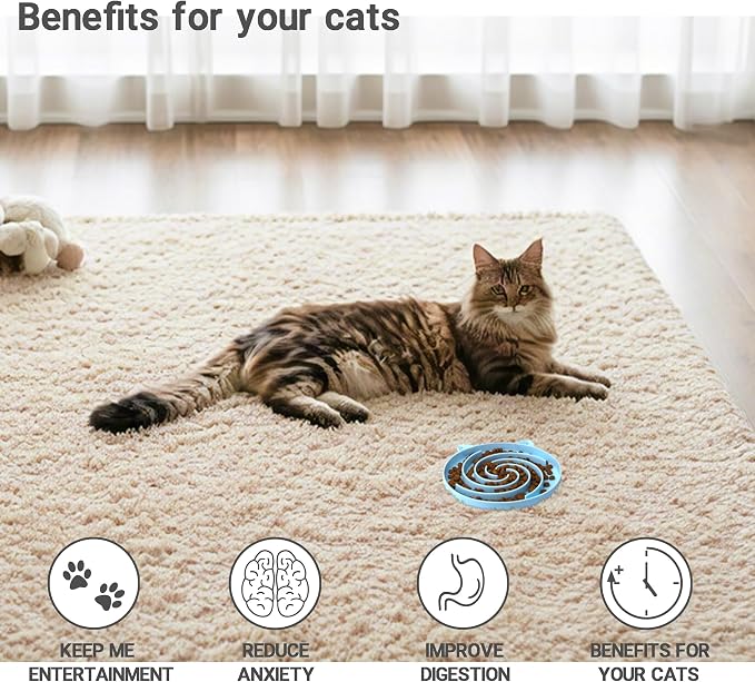 Bifeaw Slow Feeder Cat Bowl, Easy to Clean Silicone Bowl, Ideal for Dry and Wet Food (Green and Blue)