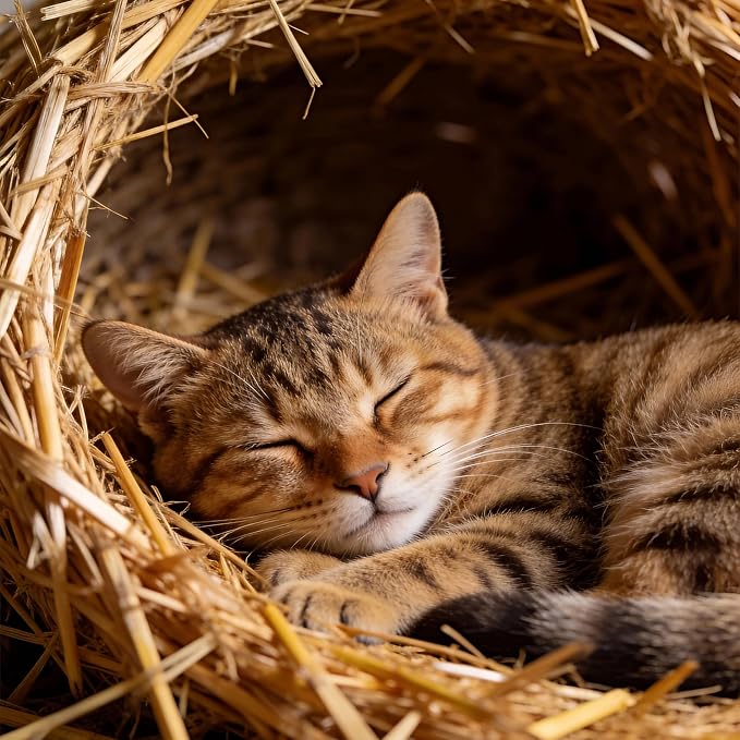 Natural Straw Bale for Cat Shelter – 8"x8"x8"Soft & Dry Straw Bedding for Cats, Feral Cats & Small Animals | Decorative Hay Bale for Outdoor Use, Farm Décor, Garden Straw & Pet Bedding (1)