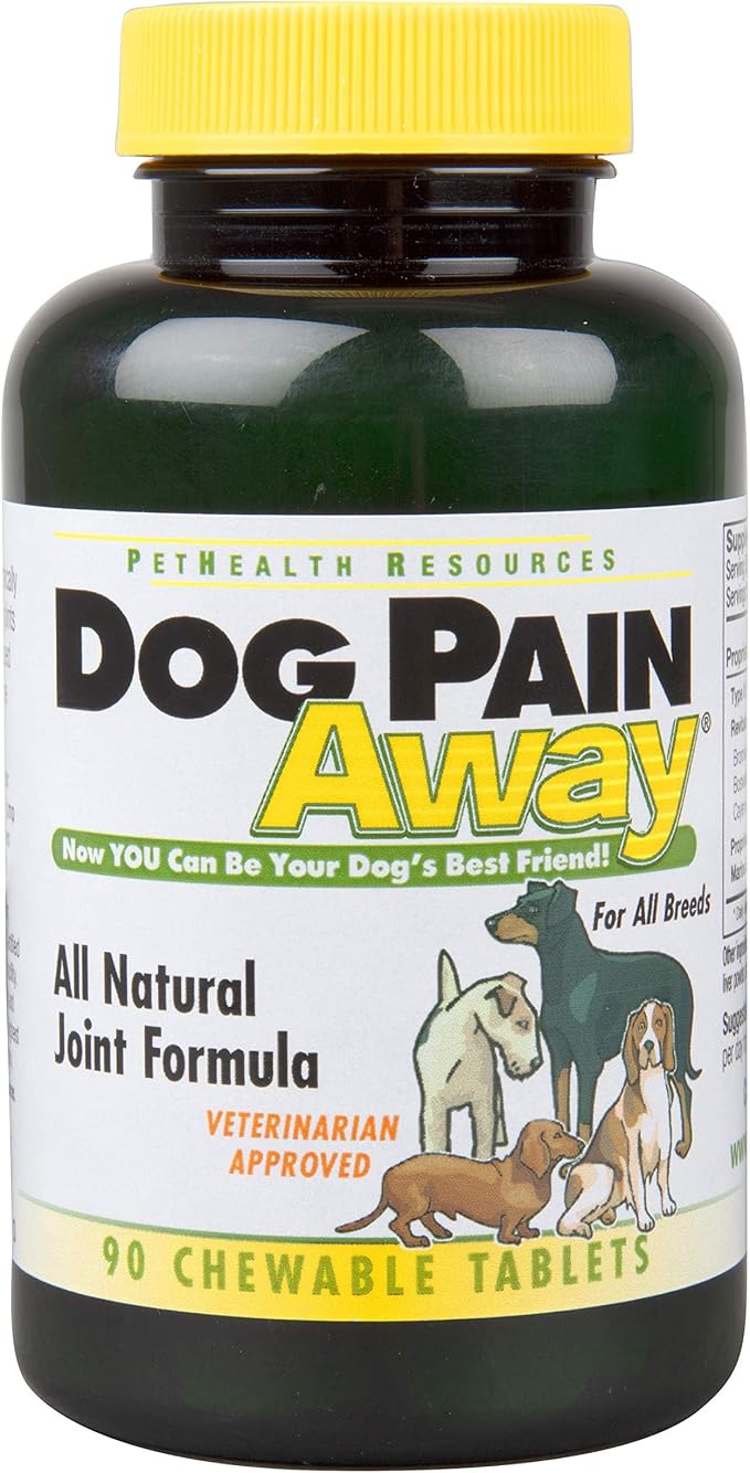 Dog Pain Away, Treats Arthritis, Inflammation, Joint Pain, & Decreased Flexibility - 90 Dog Chewable Tablets