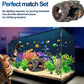 CousDUoBe Fish Broken Barrel Decor Fish Tank Decorations Betta Fish Tank Accessories,Starfish Barrel x 1pc, Aquarium Plants x 8pcs
