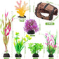 QUOZUO Small Fish Broken Barrel Decor Fish Tank Decorations Aquarium Accessories Plants Plastic Resin Barrel and Coral Hideout Ornaments Aquarium Decor Set 8 Pieces