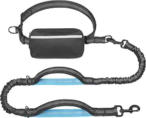 iYoShop Hands Free Dog Leash with Zipper Pouch, Large, 25-120 lbs, Black