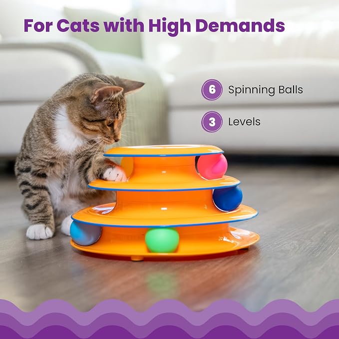 Catstages Tower of Tracks Interactive Cat Toy, 6 Spinning Balls, 10" x 5.3"