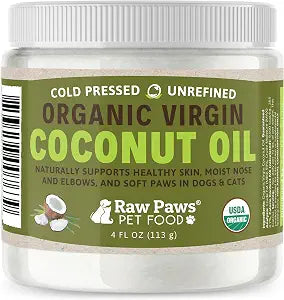 Raw Paws Virgin Organic Coconut Oil for Dogs & Cats (4-oz) - Skin & Coat