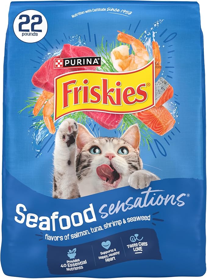 Friskies Purina Seafood Sensations Dry Cat Food, 22 lb Bag