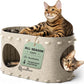DownyPaws Cat House for Indoor Cats, Peekaboo Cat Bed Cave, Cream