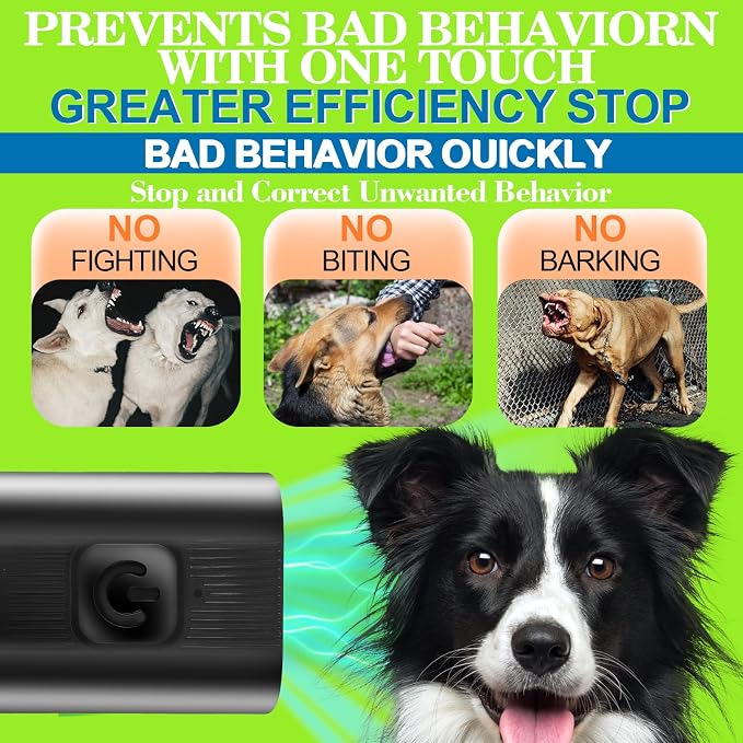 Mini Ultrasonic Dog Bark Deterrent Device - Stop Dog Barking Device for Own or Neighbor's Dog, Rechargeable Anti Barking Dog Trainer Portable Stop Barking Pet Training Tool