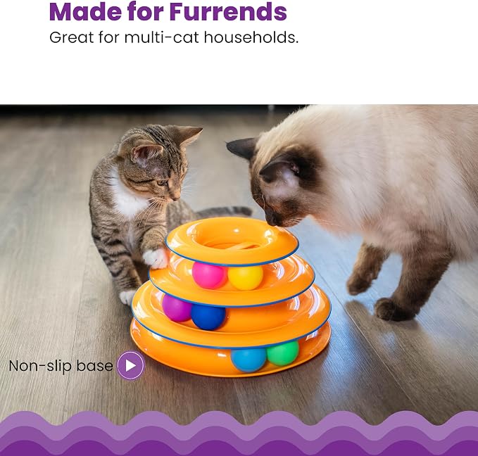 Catstages Tower of Tracks Interactive Cat Toy, 6 Spinning Balls, 10" x 5.3"