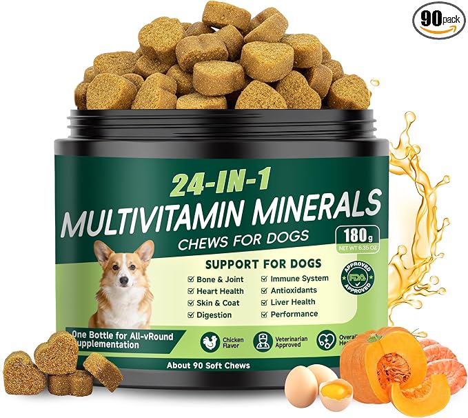 24-in-1 Dog Vitamins and Supplements, Dog Multivitamin Chewable for All Dog