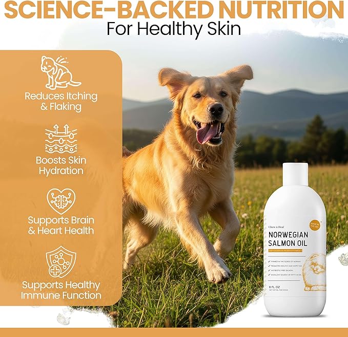 Salmon Oil for Dogs and Cats, 32 oz - Omega-Rich Supplement for Healthy Skin & Coat, Joint & Immune Support - All-Natural Fish Oil Liquid - Premium Pet Care, Made in USA