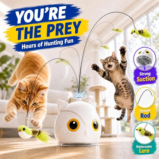 CATPICK Interactive Cat Toy for Indoor Cats, Automatic Flying Bird Toy