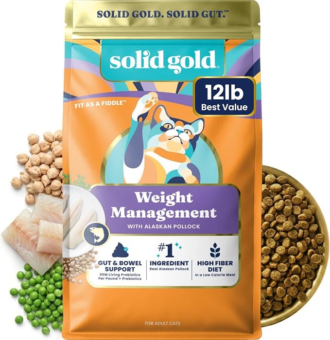 Solid Gold Weight Management Alaskan Pollock Cat Food, Adult Cats, 12LB