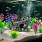 8Pcs Fish Tank Decorations Set Sunken Ship Decoration,Resin Material Fish Tank Accessories Accessories for Natural Look, Aquarium Shipwreck x 1pc, Aquatic Plants x 7pcs