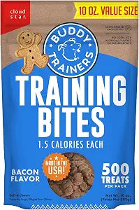Buddy Biscuits Trainers Training Bites Soft & Chewy Dog Treats, Bacon, 10 oz. Pouch