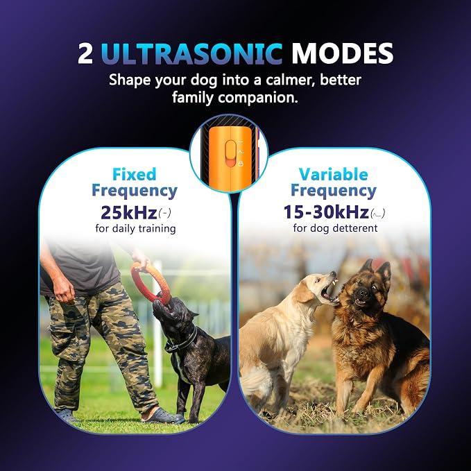 DEVOGUE® Dog Bark Deterrent Devices with Different Training Modes – Rechargeable Anti Barking Device for Dogs – 10 to 12 Meter Long Range Ultrasonic Dog Bark Deterrent
