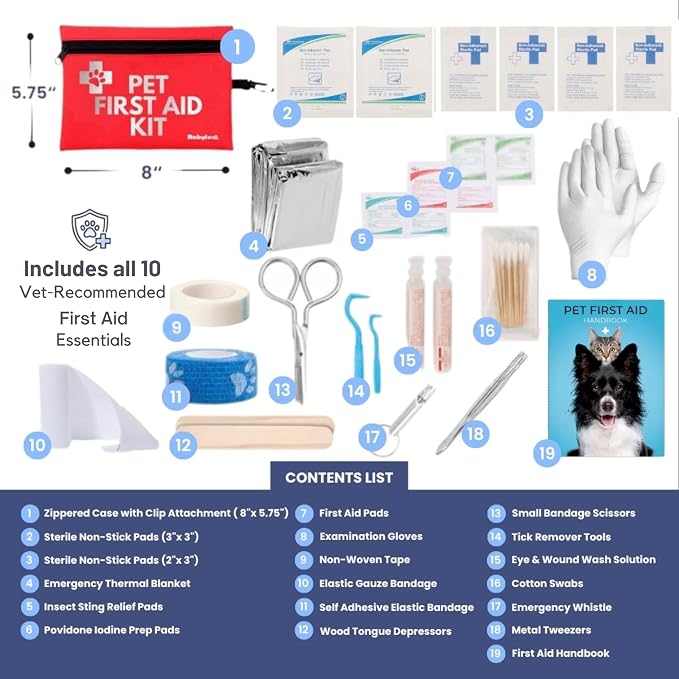 Travel Dog First Aid Kit & Funny Vet Wrap 12-Pack Bandage Bundle