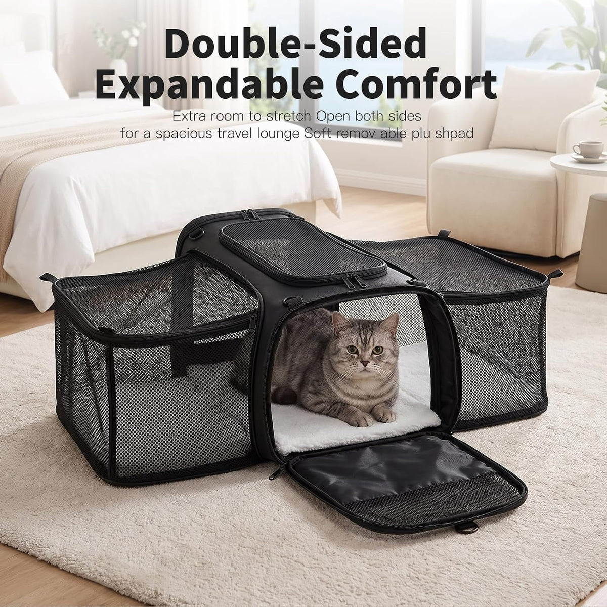 Airline Approved Expandable Pet Carrier with Wheels,Foldable Oxford Cloth Cat Dog Travel Trolley Bag [Object Object]