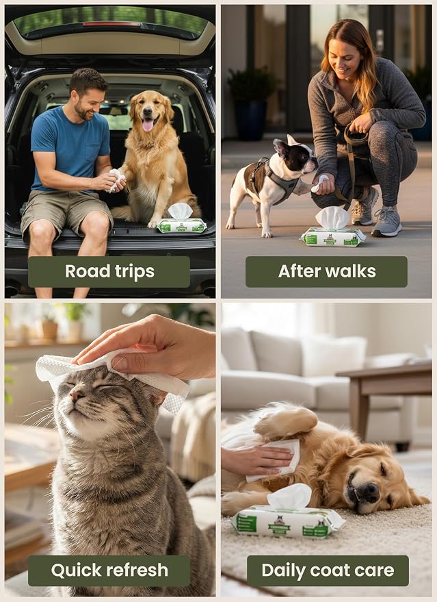 Pogi's Dog Grooming Wipes for Paws & Butt, Fragrance Free, 100 Wipes