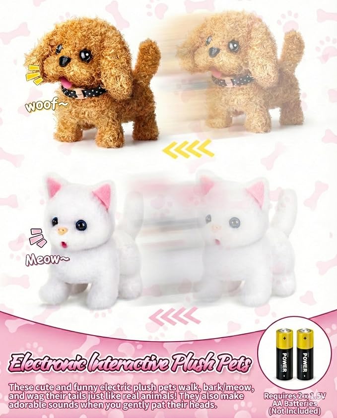 Eohemeral Pet Vet Kit for Kids with 2 Plush Pets (Dog&Cat) &Doctor Costume