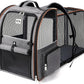 Cat Carrier Backpack, Expandable Pet Carrier with Sun Shade & Full Front Opening, Breathable Mesh Backpack for Small Dogs & Medium Cats Up to 18 Lbs, Foldable for Hiking, Camping (Grey)