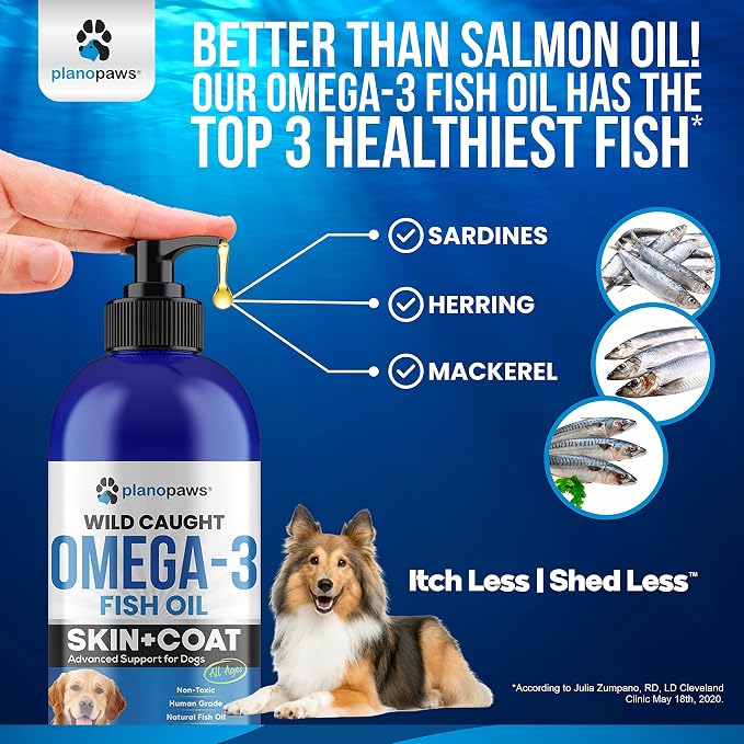 Omega 3 Fish Oil for Dogs - Supports Shedding and Itching, Skin and Coat