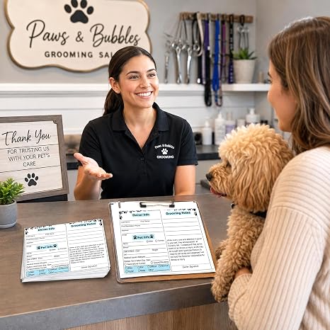 Cat Pet Dog Grooming Cards Groomer Information Check-in Cards for Dog Cat