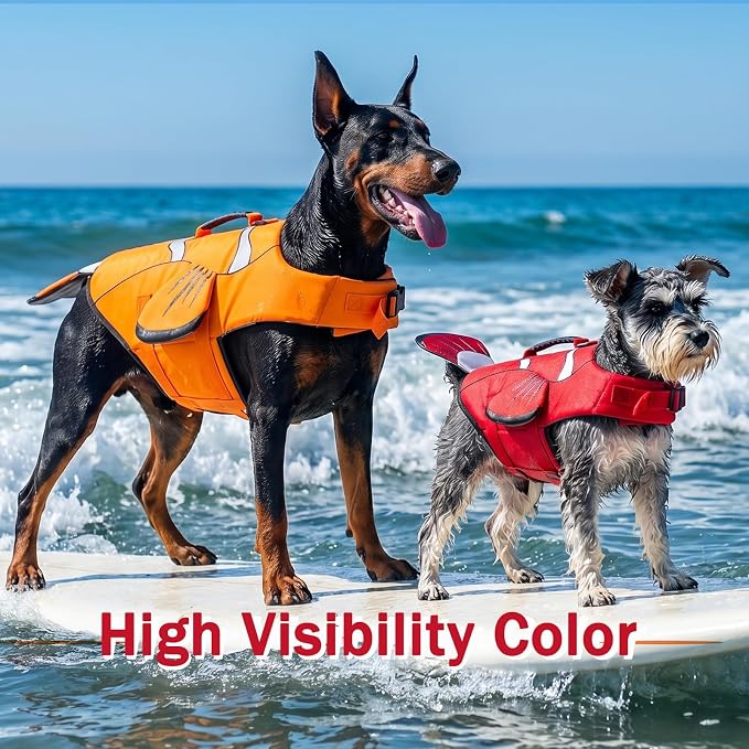 DENTRUN Dog Life Jacket for Swimming Boating, High Visibility Safety Vest