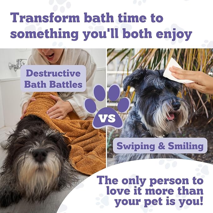 Pets XL Hypoallergenic Lavander Dog Grooming Cleaning Cloths 4 Pack
