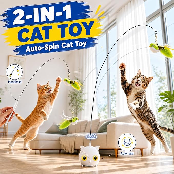 CATPICK Interactive Cat Toy for Indoor Cats, Automatic Flying Bird Toy