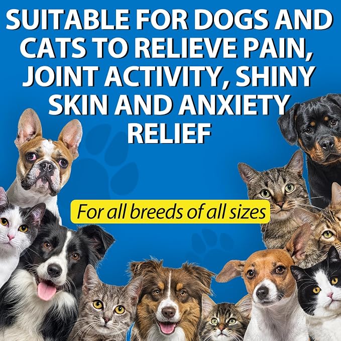 Oil for Dogs & Cats 60ML,Pet Oil for Pain,Skin,Arthritis Pain,Pain Relief,Calming,Omega 3,6,9 for Dog Emotions,Barking & Dog Joints,Supports & Maintains Healthy Joints (1 Pack, Blue)