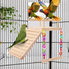 KyoukiBird Perch Platform Bird Toys with Bird Mirror Climbing Ladder Swing, Parakeet Cage Accessories - for Cockatiels, Lovebirds, Budgies,Pacific Parrotlets,Finch,Canaries - Wooden Play Gym