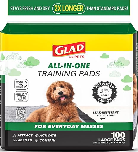 Glad for Pets Activated Carbon Disposable Dog Training Pads, 100 Count