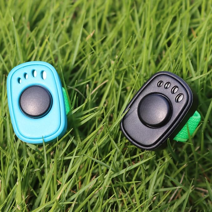 Pet Clicker for Dogs/Cats/Horses/Birds or Other Animals - Mini Finger Clickers for Training (Black + Blue)
